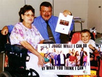 Left to right: Michele Castagna, Dr Sev Ozdowski and Matthew Turner at the launch of Don't Judge What I Can Do By What You Think I Can't: ten years of achievements using Australia's Disability Discrimination Act