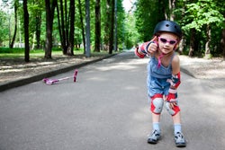 Child on scooter