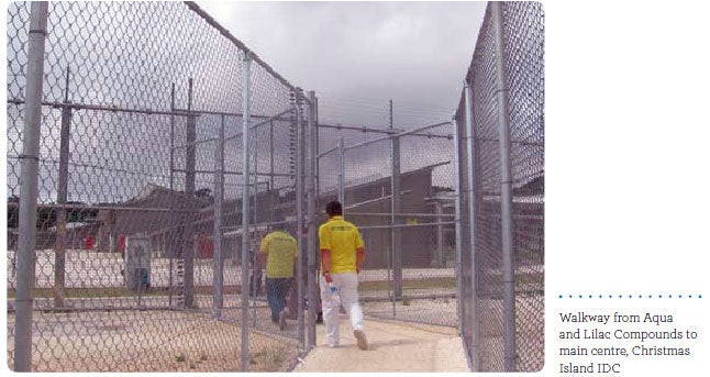 Walkway from Aqua and Lilac Compounds to main centre, Christmas Island IDC