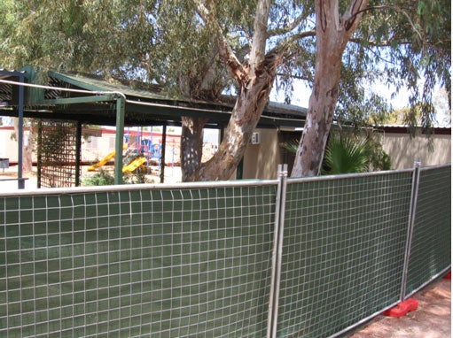 View from inside Leonora immigration detention facility to external recreation areas