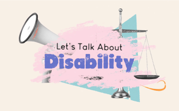 Text reads 'Let's talk about disability'