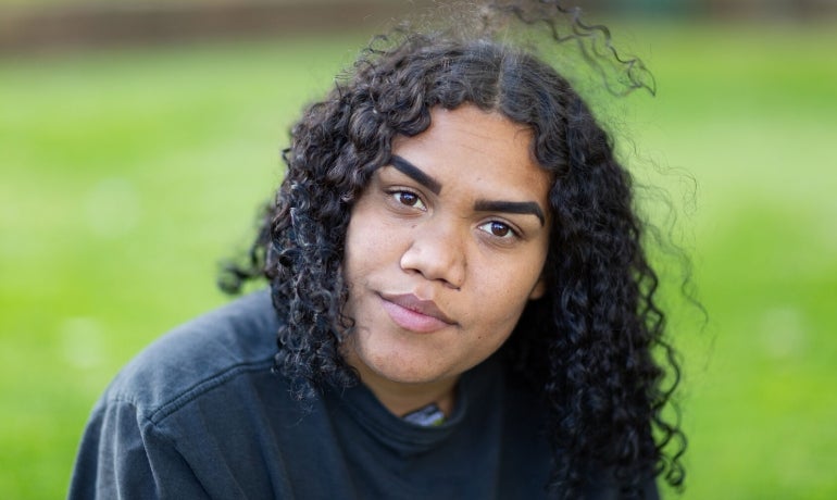 Aboriginal man staring straight at the camera