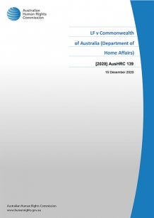 LF v Commonwealth of Australia (Department of Home Affairs) [2020] AusHRC 139