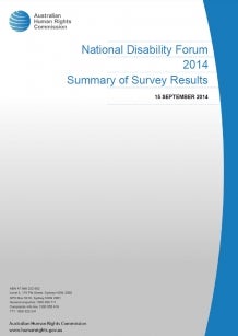 Cover - National Disability Forum 2014 Summary of Survey Results