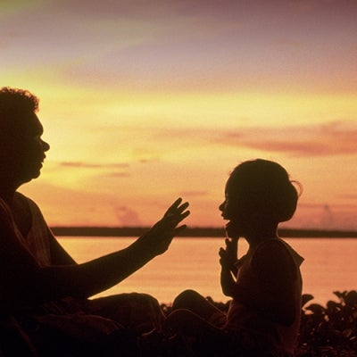 Heide Smith, Sunset Story - Aboriginal mother and child