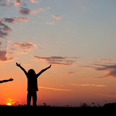 children at the sunset