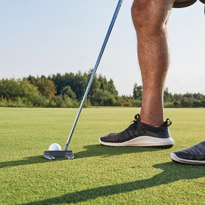 Disabled sportsperson playing golf