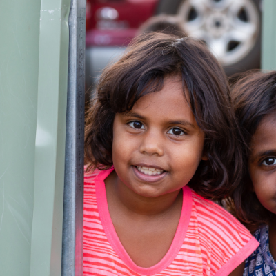 Two girls smiling